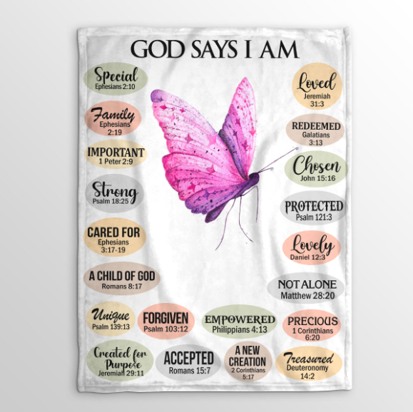 Christianart Blanket, God Says I Am Personalized Blanket Christian, Christian Blanket, Bible Verse Blanket, Christmas Gift, CABBK09111223. - Christian Art Bag