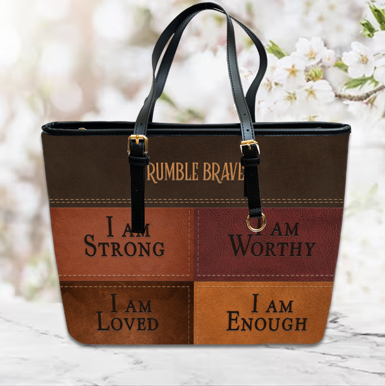 Christianartbag Handbags, I Am Strong I Am Loved Leather Bags, Personalized Bags, Gifts for Women, Christmas Gift, CABLTB01300723.