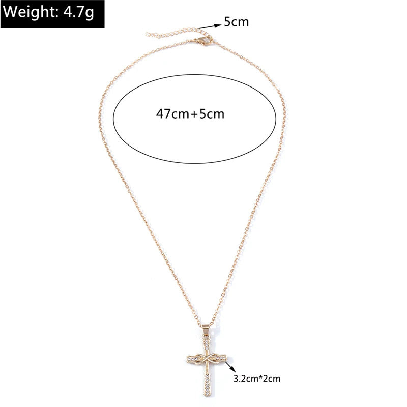 Christianartbag Jewelry, Cross Necklace for Women Men Gold Silver Color Dazzling Crystal Jesus Crucifix Necklace Christian Jewelry,CABJWL08270723 - Christian Art Bag