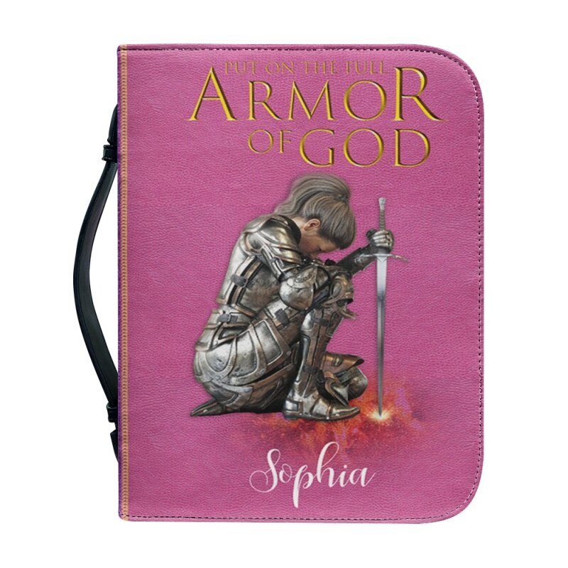 Christianartbag Bible Cover, Put On The Full Armor Personalized Bible Cover, Personalized Bible Cover, Pink Purple Bible Cover, Christmas Gift, CABBBCV07160823. - Christian Art Bag