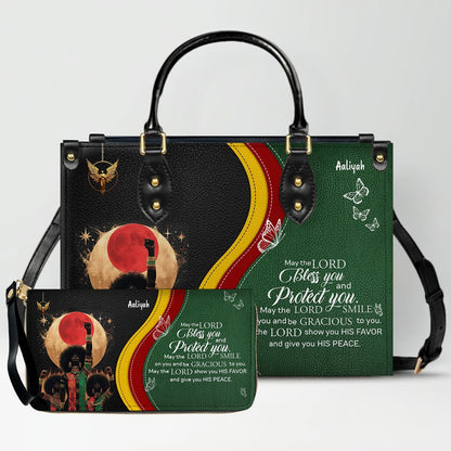 Set - Personalized Christian Leather Handbag & Wallet | Custom Bible Verse Faith Gift for Women by CHRISTIANARTBAG