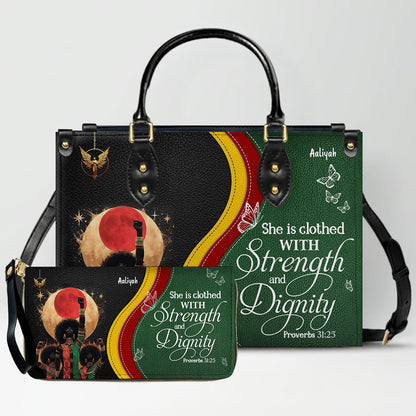 Set - Personalized Christian Leather Handbag & Wallet | Custom Bible Verse Faith Gift for Women by CHRISTIANARTBAG