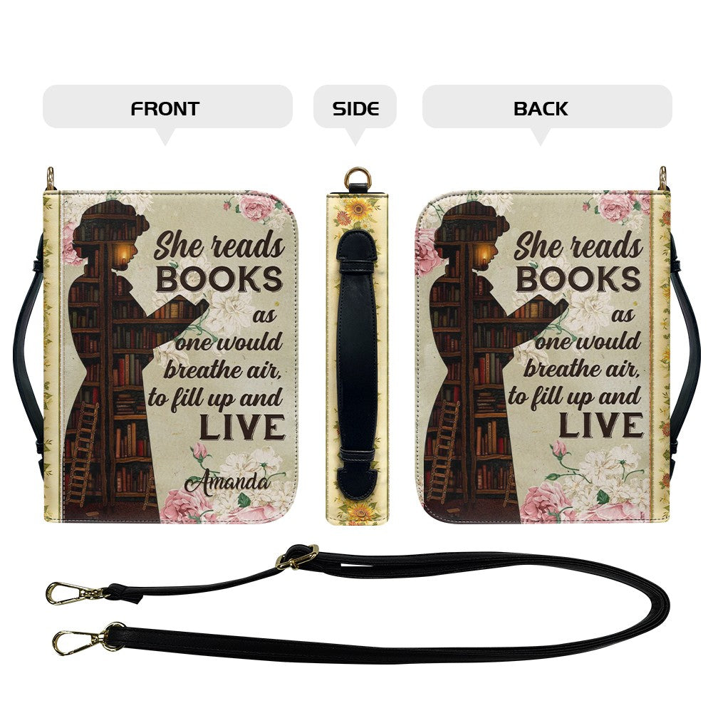 CHRISTIANARTBAG Book Covers - She Reads Books As One Would Breathe Air - Personalized Book Cover.