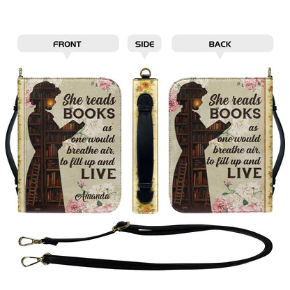 CHRISTIANARTBAG Book Covers - She Reads Books As One Would Breathe Air - Personalized Book Cover.