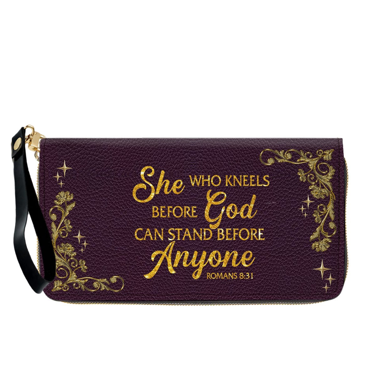 Personalized Leather Handbag & Long Wallet Set – Custom Name & Bible Verse | Elegant Christian Gift for Women