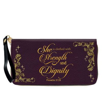 Personalized Leather Handbag & Long Wallet Set – Custom Name & Bible Verse | Elegant Christian Gift for Women