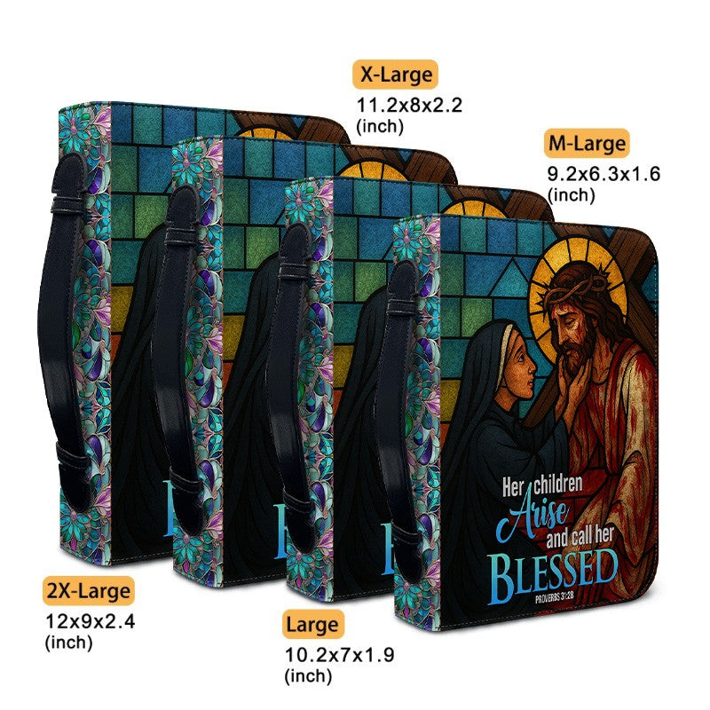 CHRISTIANARTBAG Bible Cover - Her children arise and call her blessed Proverbs 31 28 - Personalized Bible Cover - Christian Gifts 02041025