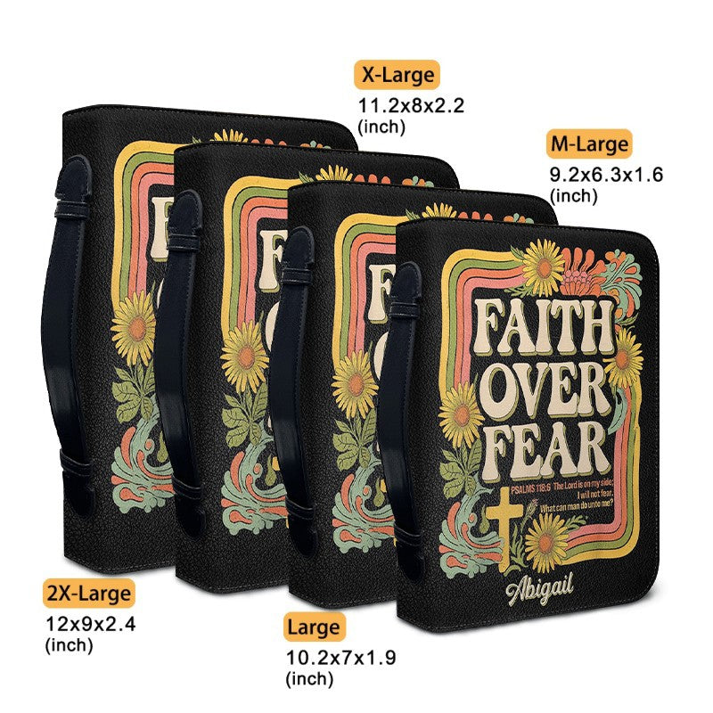 CHRISTIANARTBAG Bible Cover | Faith Over Fear - Customizable Bible Cover – Name - Christian Gifts - CAB01050525.