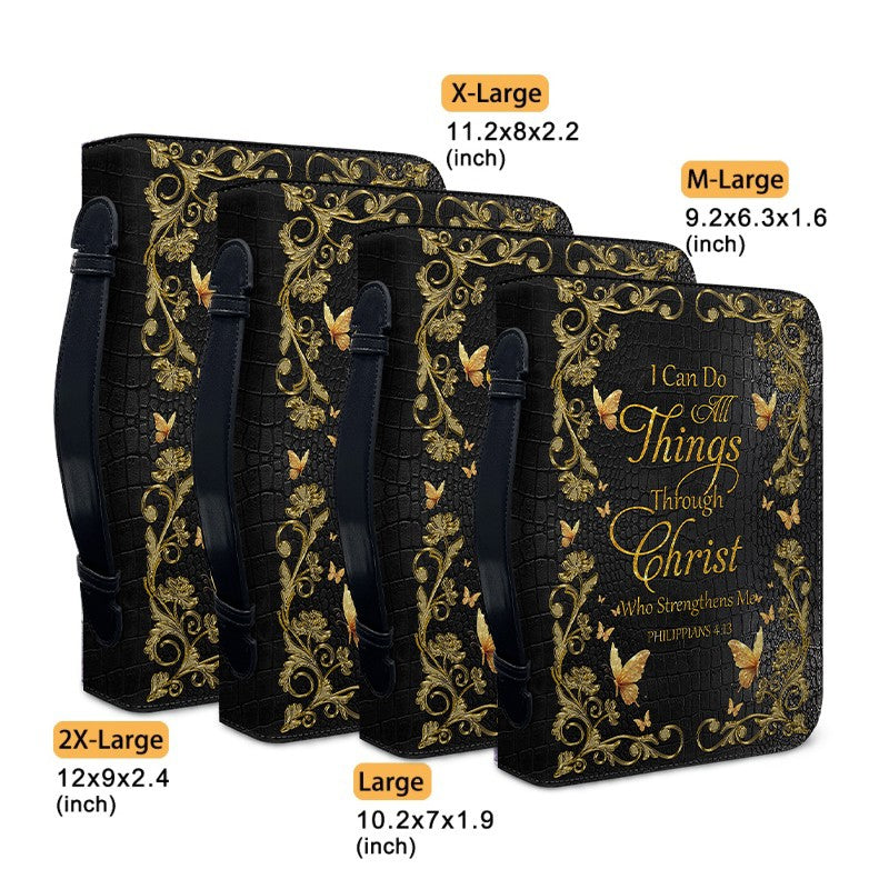 CHRISTIANARTBAG Bible Cover - I Can Do All Things Through Christ - Custom Name and Bible Verse - Personalized Bible Cover, CABBBCV0160525