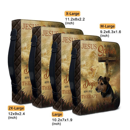 CHRISTIANARTBAG Bible Cover - Jesus Is My Savior Dogs Are My Therapy - Personalized Pet Bible Covers, CABBBCV01190525.