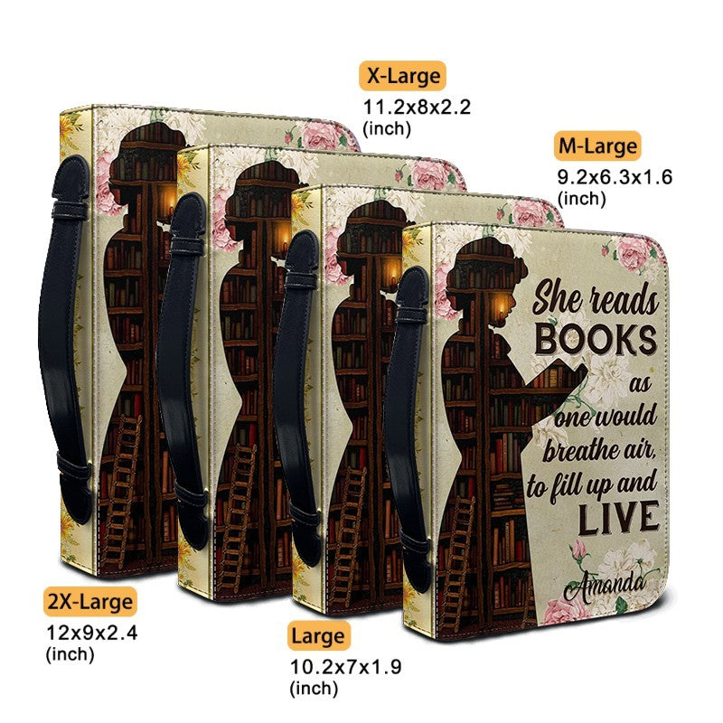 CHRISTIANARTBAG Book Covers - She Reads Books As One Would Breathe Air - Personalized Book Cover.