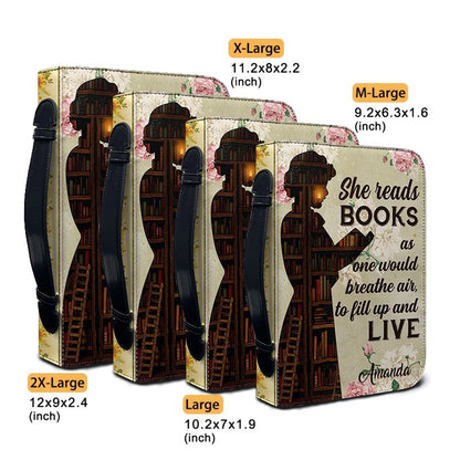 CHRISTIANARTBAG Book Covers - She Reads Books As One Would Breathe Air - Personalized Book Cover.