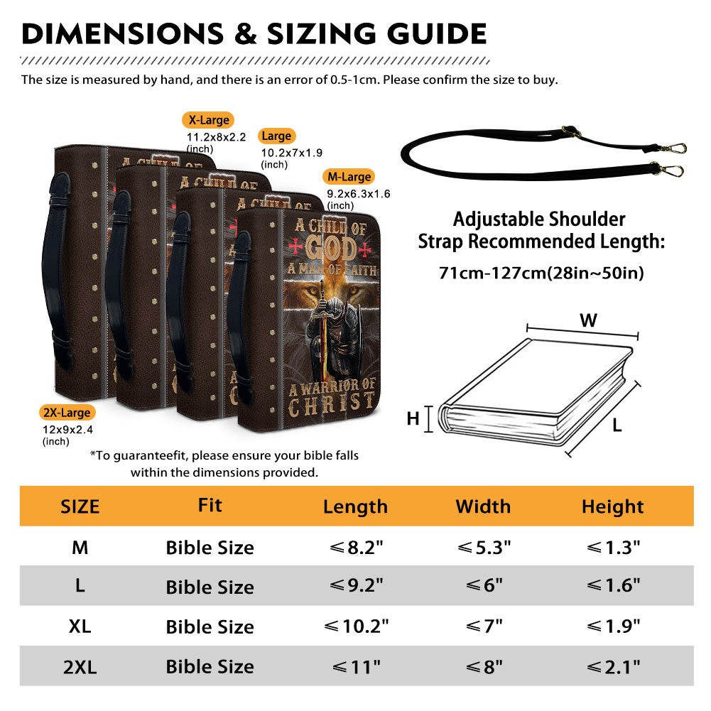 Personalized Christian Bible Cover for Men – A Warrior of Christ Design with Custom Name, Hair & Beard