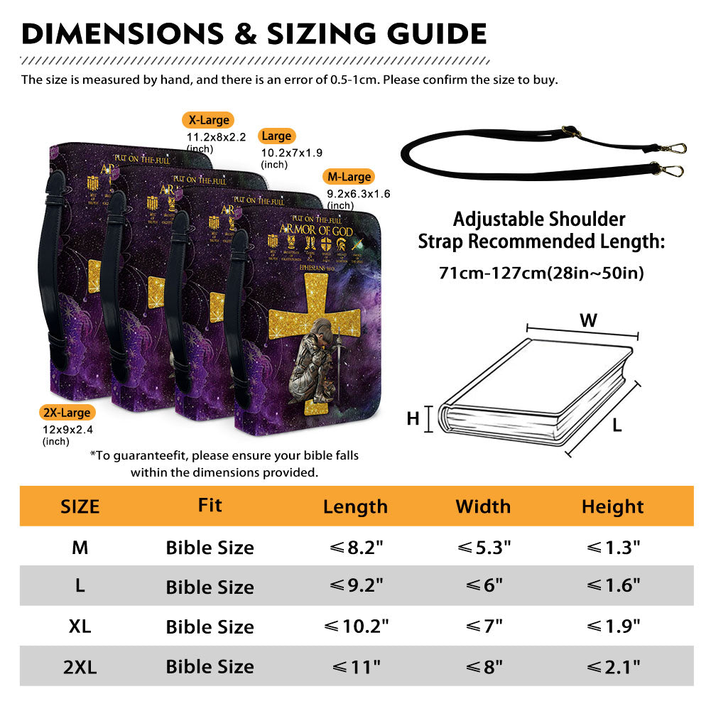 Personalized Leather Bible Cover – Custom Name & Armor of God Design with Scripture Letters