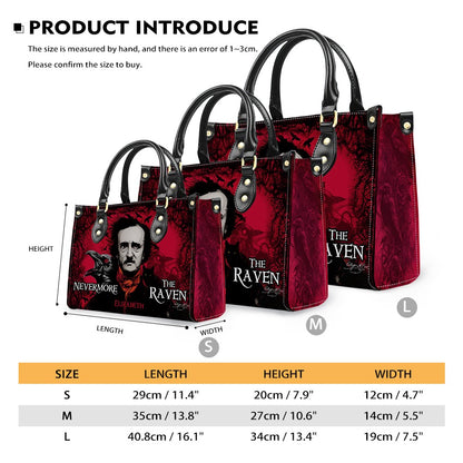 Christianartbag Novel Bags, Personalized Leather Handbags for Literary Enthusiasts, The Raven Edgar Allan Poe Leather Handbag, CABHN01120324