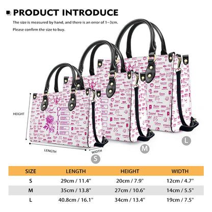 Personalized Leather Tote Bag with Name & Birth Month Flower – Custom Christian Handbag