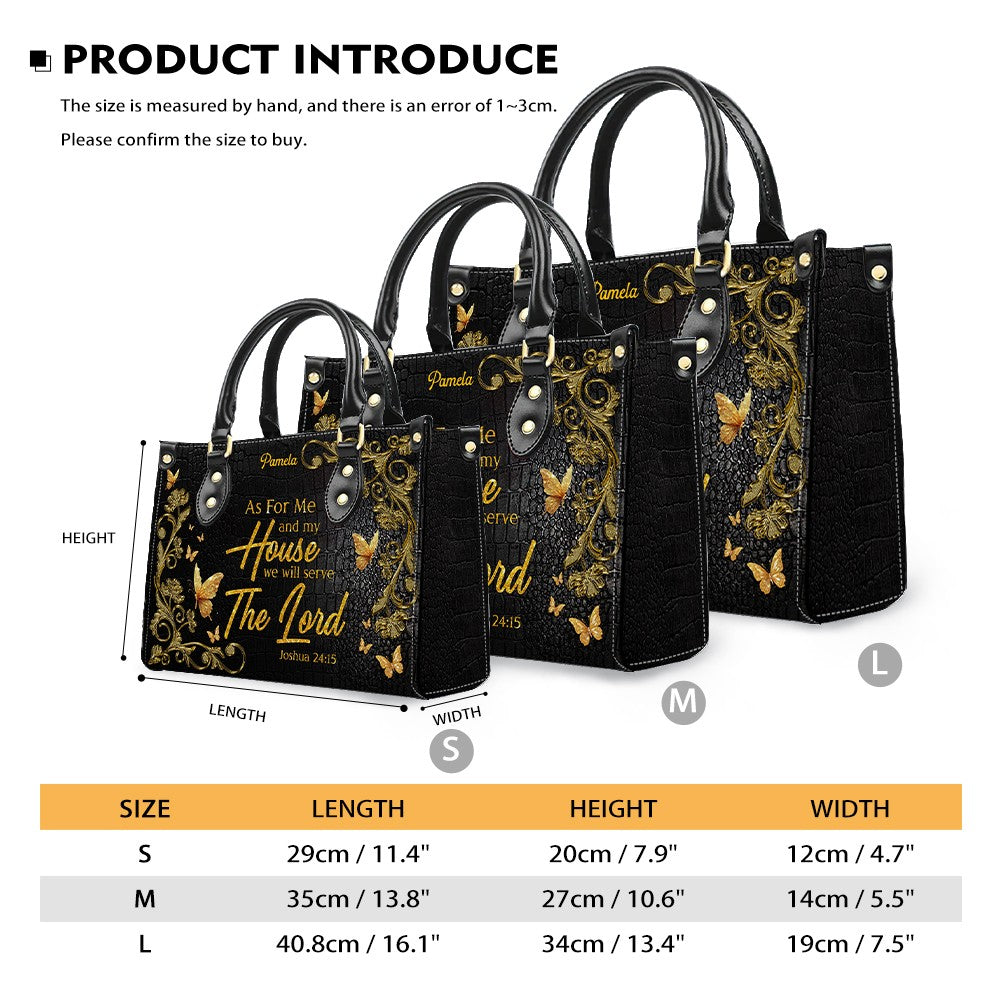 Personalized Leather Handbag – Family Faith – As for me and my house, we will serve the Lord – Joshua 24:15 | CHRISTIANARTBAG