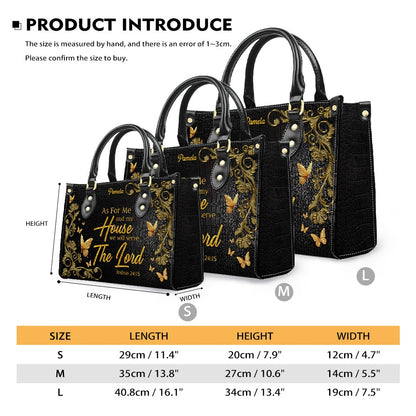Personalized Leather Handbag – Family Faith – As for me and my house, we will serve the Lord – Joshua 24:15 | CHRISTIANARTBAG