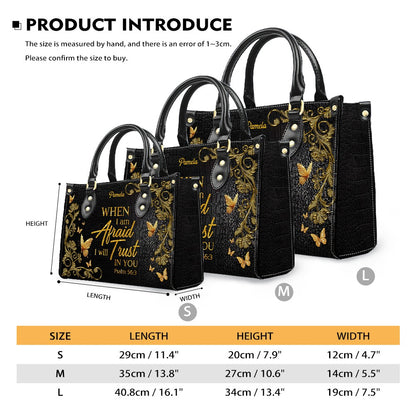 Personalized Leather Handbag – Steadfast in the storm – When I am afraid, I will trust in you – Proverbs Psalm 56:3 | CHRISTIANARTBAG