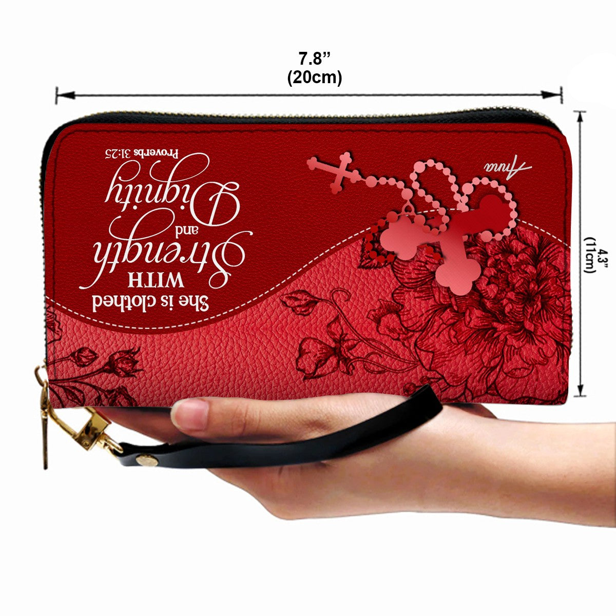 SET Personalized Christian Leather Handbag and Clutch Purse – Red Bible Verse Gift for Women of Faith | CHRISTIANARTBAG
