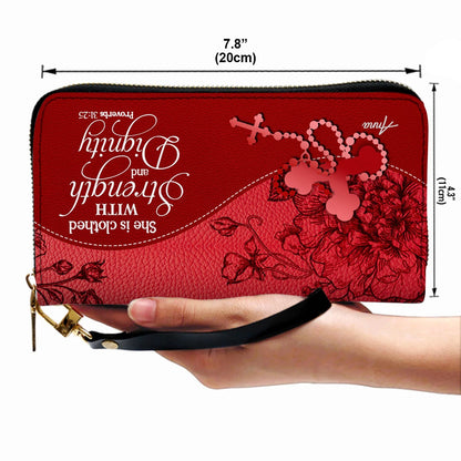 SET Personalized Christian Leather Handbag and Clutch Purse – Red Bible Verse Gift for Women of Faith | CHRISTIANARTBAG