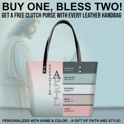 Uncover the sacred meaning of your name - Personalized Leather TOTE Bag Luxury – Free Clutch Purse Gift | CHRISTIANARTBAG