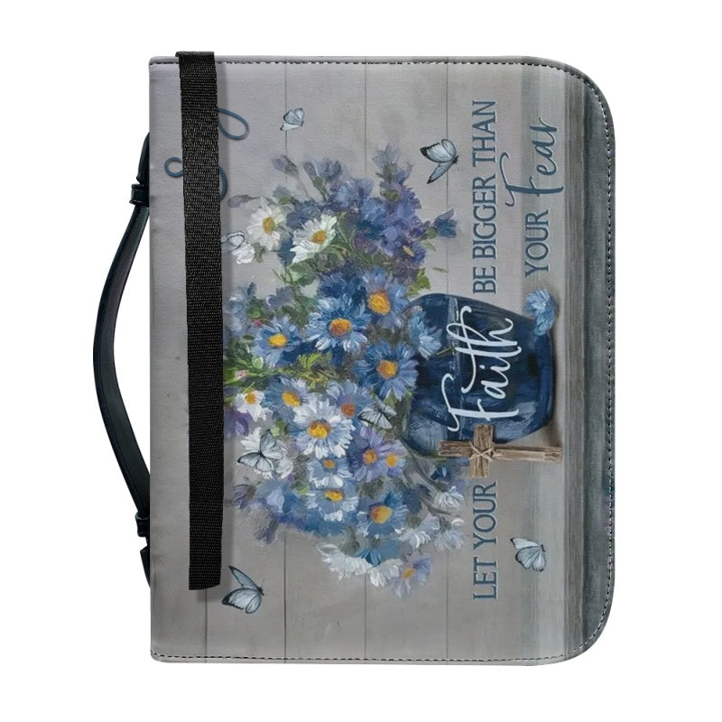 Christianartbag Bible Cover, Let Your Faith Be Bigger Than Your Fear Bible Cover, Personalized Bible Cover, Daisy Purple Flower Bible Cover, Custom Name Bible Cover, Christian Gifts, CAB02291223. - Christian Art Bag