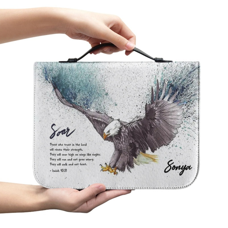 Christianartbag Bible Cover, Soar Eagle Custom Name Bible Cover, Personalized Bible Cover, Eagle Bible Cover, Father Days Gifts, CAB03291223. - Christian Art Bag