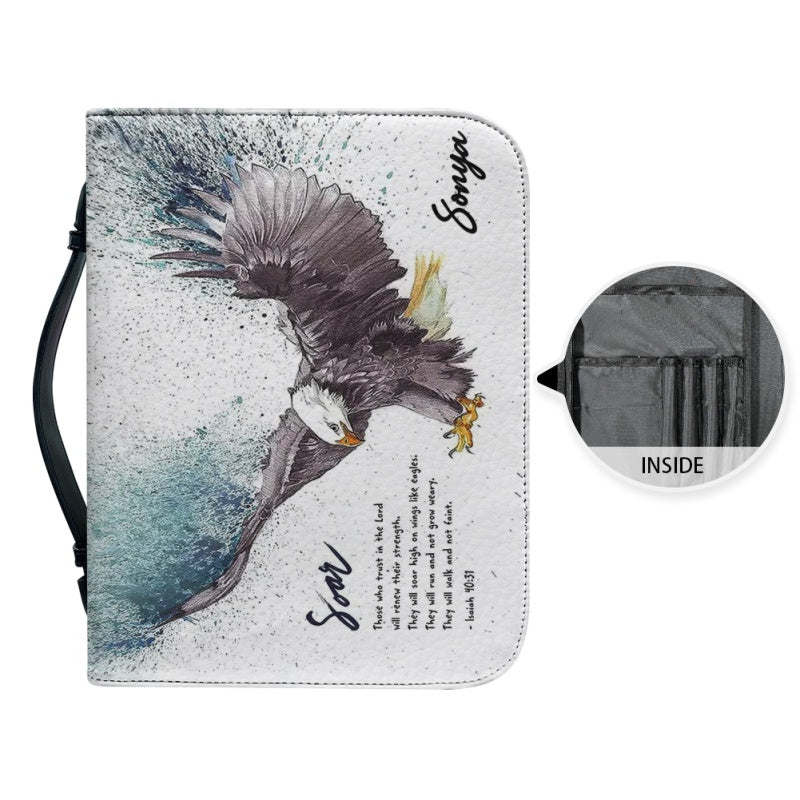 Christianartbag Bible Cover, Soar Eagle Custom Name Bible Cover, Personalized Bible Cover, Eagle Bible Cover, Father Days Gifts, CAB03291223. - Christian Art Bag