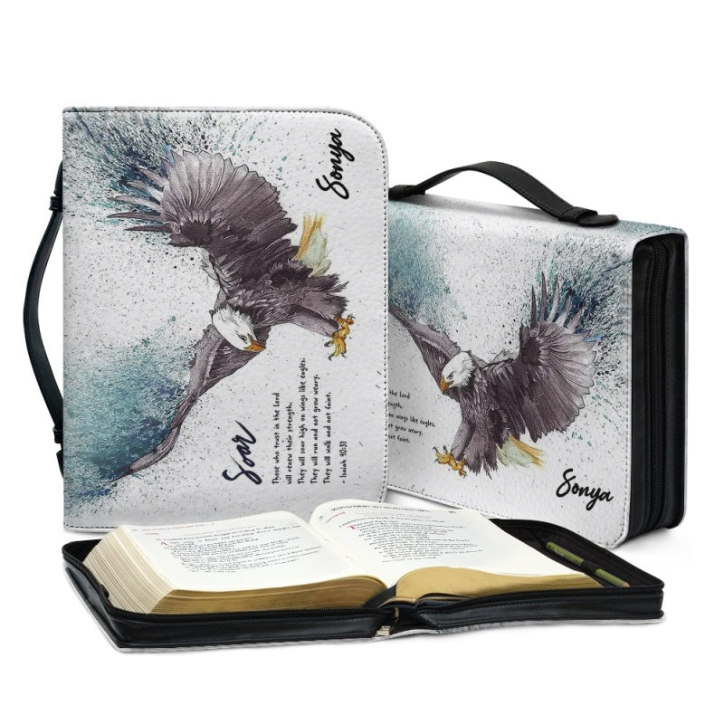 Christianartbag Bible Cover, Soar Eagle Custom Name Bible Cover, Personalized Bible Cover, Eagle Bible Cover, Father Days Gifts, CAB03291223. - Christian Art Bag