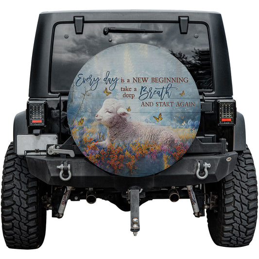 New Dawn Inspirational Custom Spare Tire Cover by CHRISTIANARTBAG - Embrace Each Day with Hope