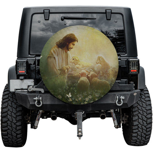 Pastoral Peace Custom Spare Tire Cover by CHRISTIANARTBAG - Serene Protection for Your Journey