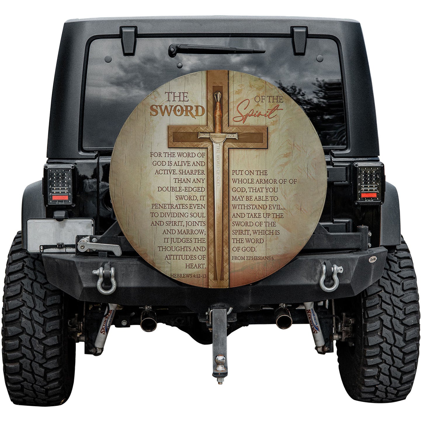 Divine Word Custom Spare Tire Cover by CHRISTIANARTBAG - Bearing the Sword of the Spirit