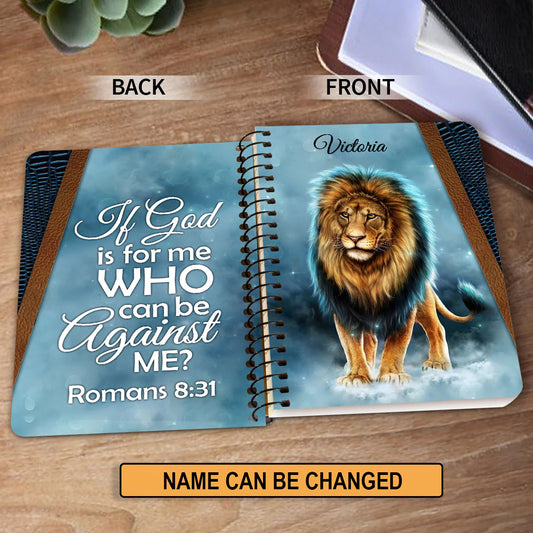 Christianart Spiral Journal, If God Is For Me Romans 8:31, Personalized Spiral Journal, Jesus Spiral Journal. - Christian Art Bag