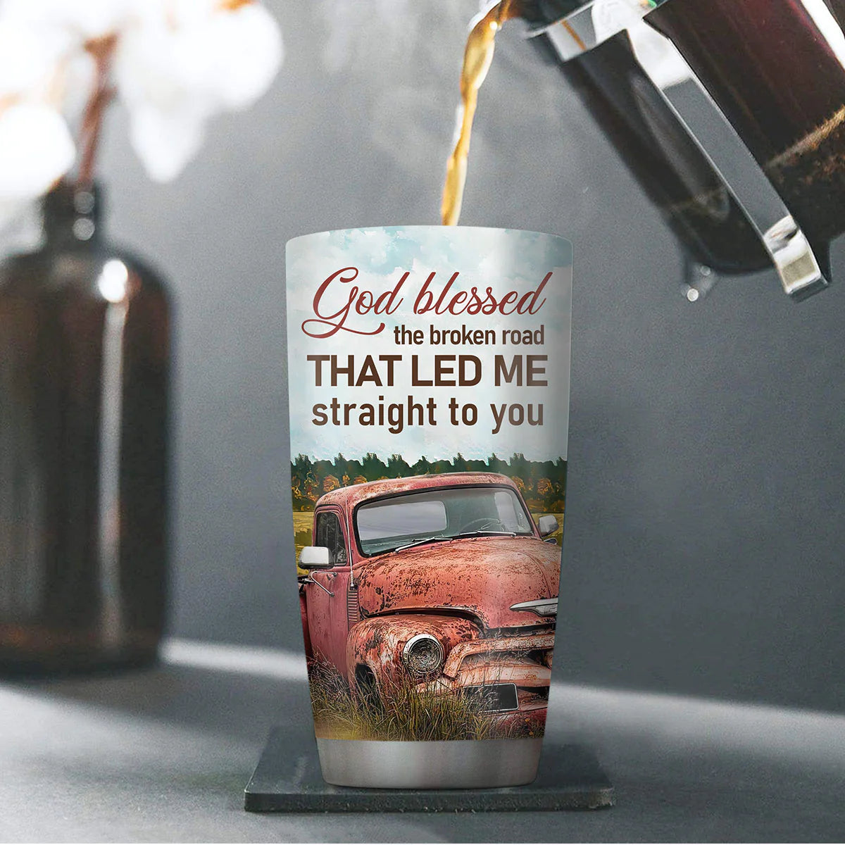 Christianartbag Drinkware, God Blessed The Broken Road That Led Me Straight To You, Personalized Mug, Tumbler, Christmas Gift. - Christian Art Bag