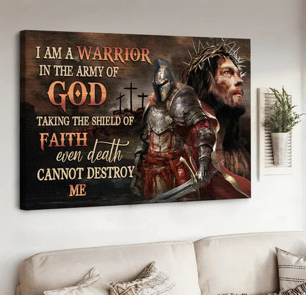 Christianartbag Home Decor, Stunning Warrior I Am A Warrior In The Army Of God Canvas Wall Art - Christian Poster - Religious Wall Decor Canvas Poster, CAB09270224.