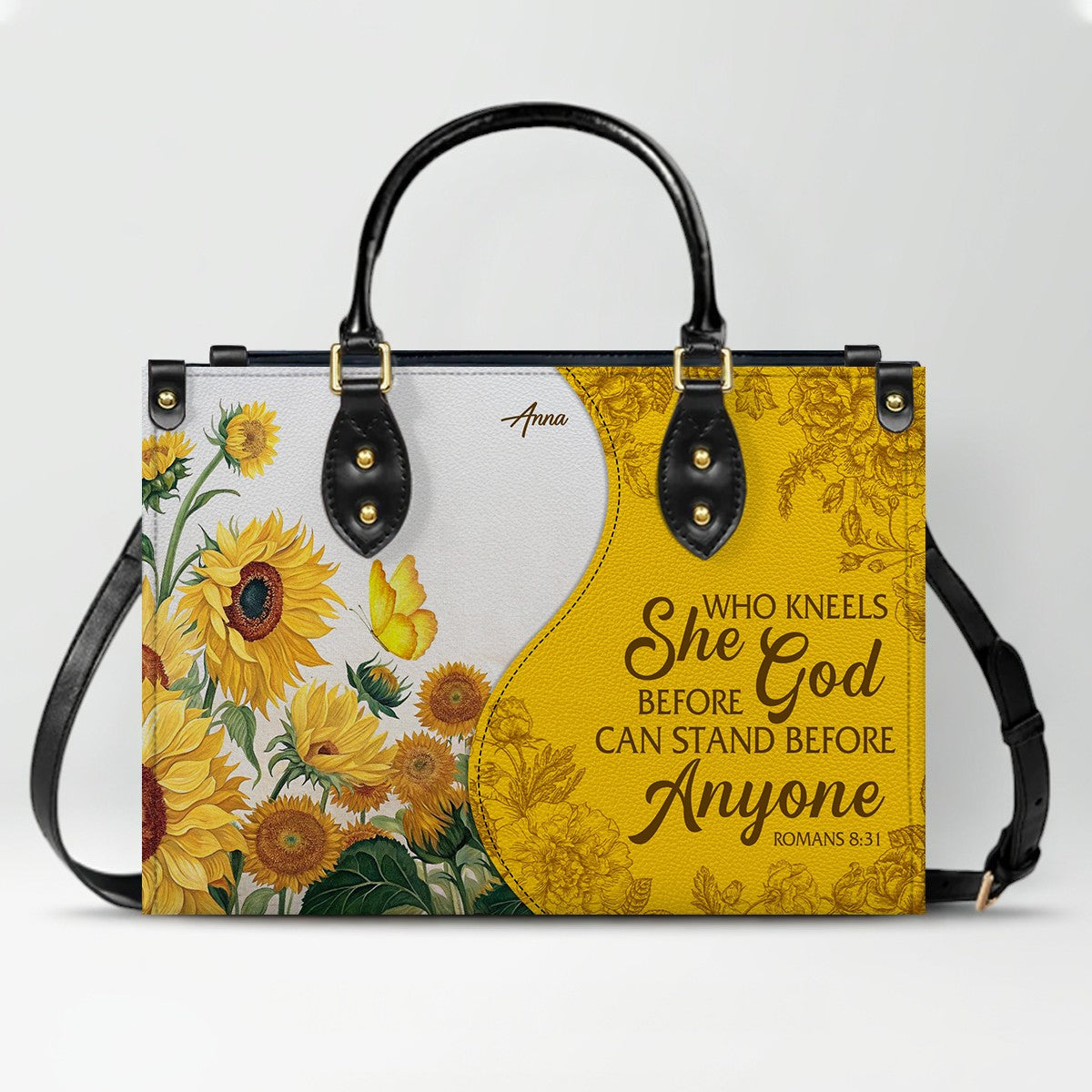 Personalized Leather Handbag for Christian Women – Christian Handbag with Bible Verses | Elegant Faith-Inspired Handbag