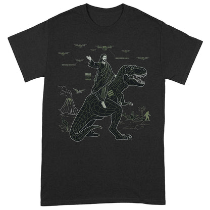 CHRISTIANARTBAG Tech-Minimalist Jesus Riding Dinosaur T-Shirt - Urban Utility Graphic Tee