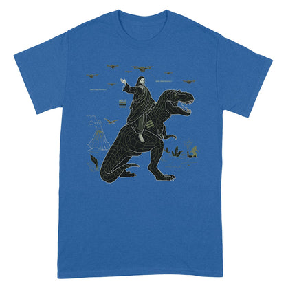 CHRISTIANARTBAG Tech-Minimalist Jesus Riding Dinosaur T-Shirt - Urban Utility Graphic Tee