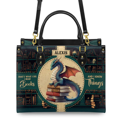 Christianartbag Handbags, Thats What I Do I Read Books And I Know Things, Handbag Design, Dragon Book Leather Handbag, Gifts for Women, CABLTB08271223. - Christian Art Bag