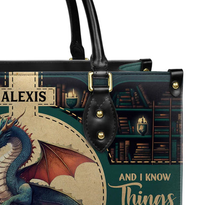 Christianartbag Handbags, Thats What I Do I Read Books And I Know Things, Handbag Design, Dragon Book Leather Handbag, Gifts for Women, CABLTB08271223. - Christian Art Bag