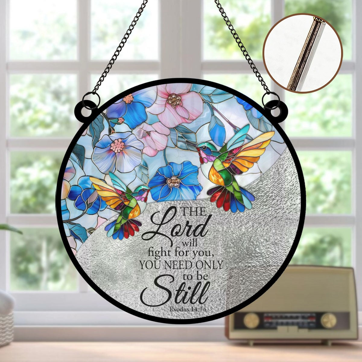 Personalized Christian Suncatcher – Acrylic & Wood Window Hanging Ornament with Bible Verse | CHRISTIANARTBAG