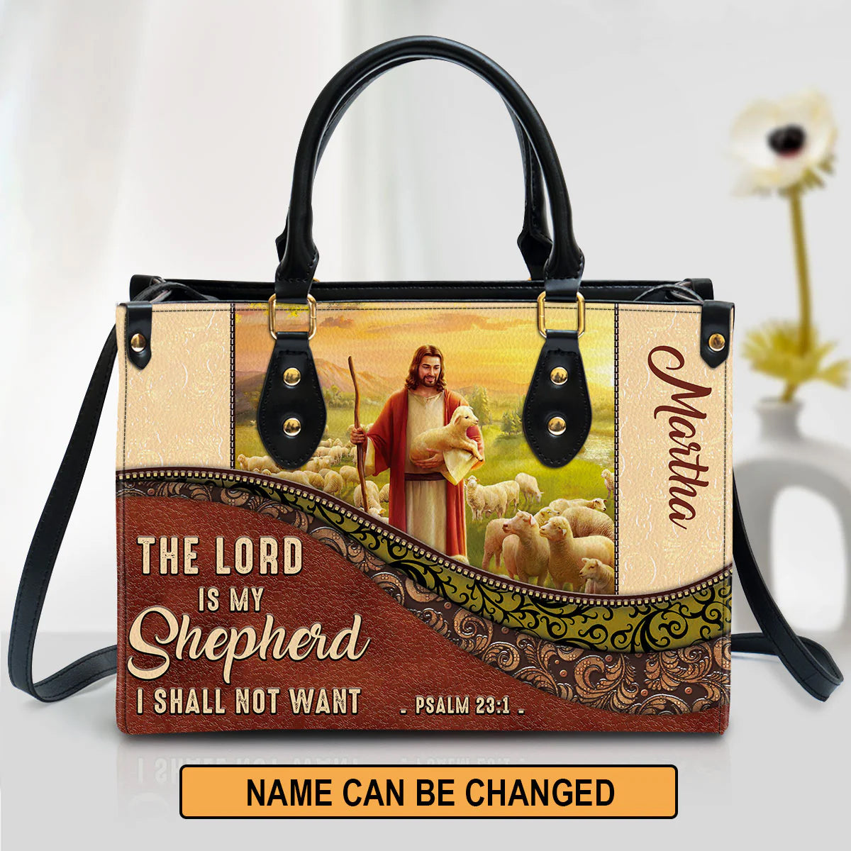 Christianart Designer Handbags, The Lord Is My Shepherd PSALM 23:1, Personalized Gifts, Gifts for Women. - Christian Art Bag