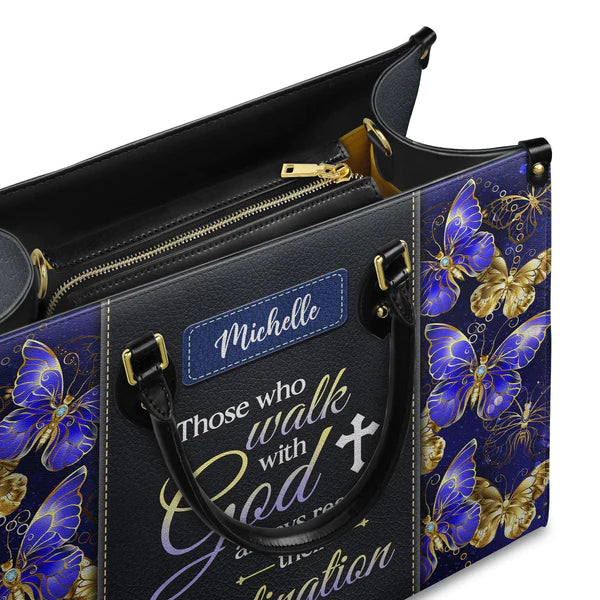 Christianart Designer Handbags, Those Who Walk With God Always Reach Their Destination Butterfly, Personalized Gifts, Gifts for Women. - Christian Art Bag