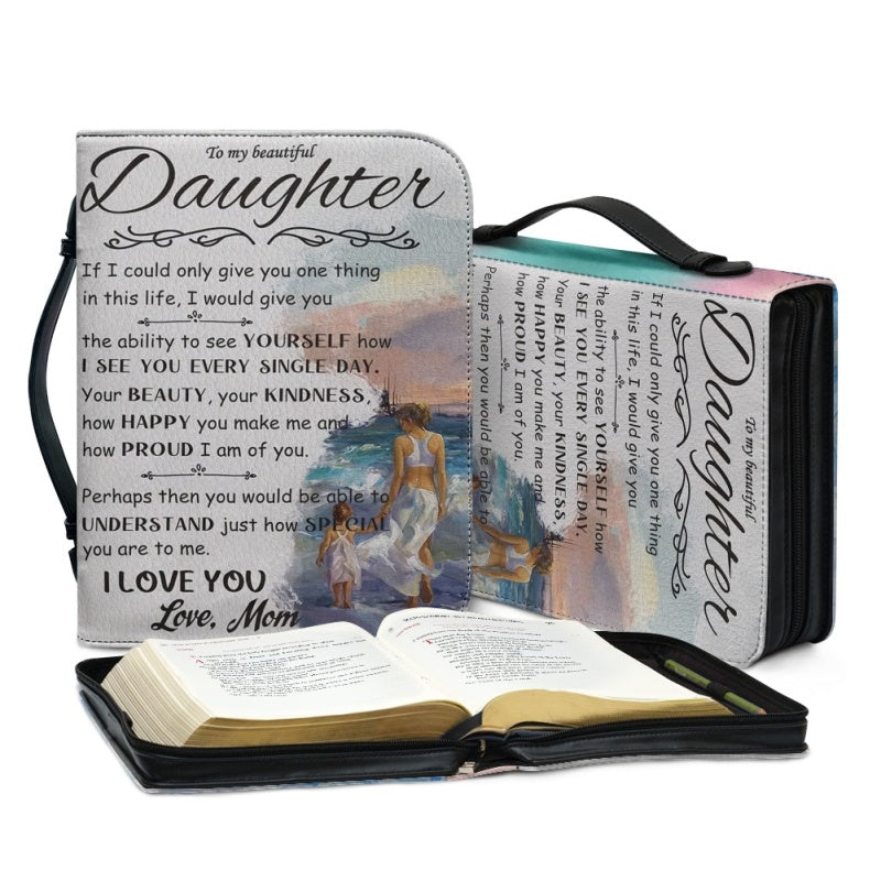 Christianartbag Bible Cover, To My Daughter From Mom Bible Cover, Personalized Bible Cover, Art Design Bible Cover, Christian Gifts, CAB004071223. - Christian Art Bag