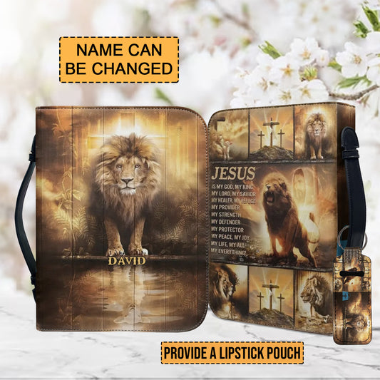 Christianartbag Bible Cover, Jesus Lion Personalized Bible Cover, Personalized Bible Cover, Purple Bible Cover, Christmas Gift, CABBBCV08200923. - Christian Art Bag