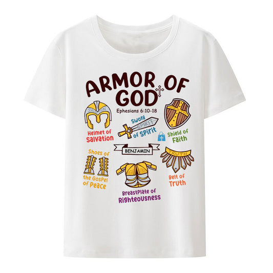 Christianartbag T-shirt, Armor Of God Letter Print T-Shirt, Children's Printed T-Shirts, CABTK01200923. - Christian Art Bag