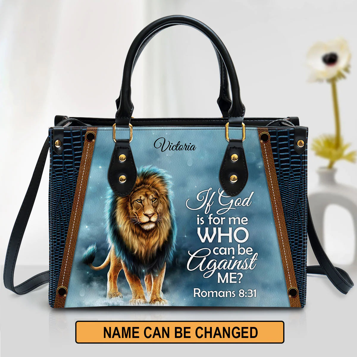 Christianart Designer Handbags, If God Is For Me Who Can Be Against Me Romans 8:31, Personalized Gifts, Gifts for Women. - Christian Art Bag