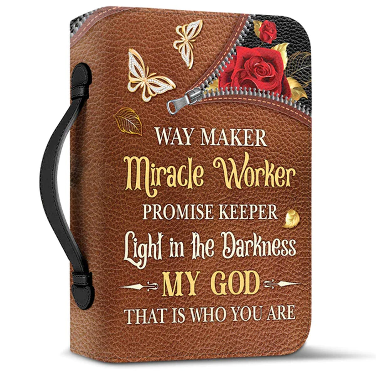 Christianart Bible Cover, Way Maker Miracle Worker Butterfly Zipper Style, Personalized Gifts for Pastor, Gifts For Women, Gifts For Men. - Christian Art Bag