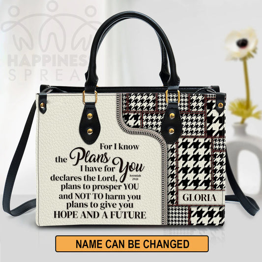 Christianart Handbag, Personalized Hand Bag, For I Know The Plans I Have For You Jeremiah 29:11, Personalized Gifts, Gifts for Women. - Christian Art Bag